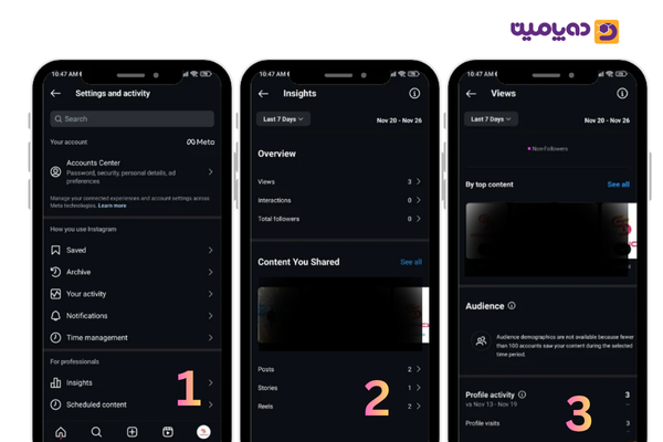 مراحل فعال_سازی بازدید پست اینستاگرام